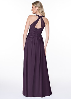 Azazie Jaclyn Bridesmaid Dresses Plum A-Line Pleated Chiffon Dress image2