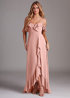 Azazie Lyra Bridesmaid Dresses Rosette A-Line Chiffon Convertible Dress image1
