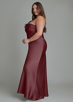 Azazie Saylor Vestidos de damas de honor Vestido Sangrado de Satén Elástico de Corte Sirena con Palabra de honor image14