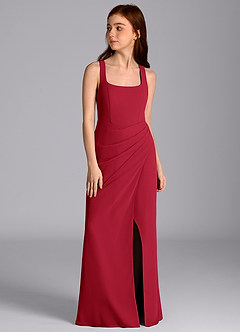 Azazie Mero Junior Scarlet Mermaid Pleated Chiffon Dress image5