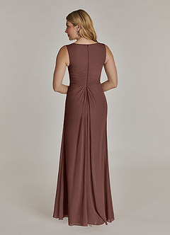 Azazie Manuella Mother of the Bride Dresses Espresso A-Line V-Neck Pleated Chiffon Dress image7