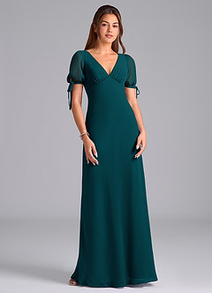 Azazie Pheby Bridesmaid Dresses Pine A-Line Pleated Chiffon Dress image4