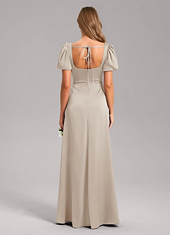 Azazie Fyona Robes de demoiselle d'honneur Robe Trapèze en Satin extensible Plissée Givre image2