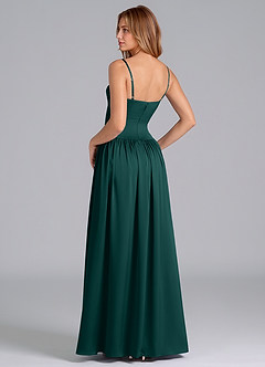 Azazie Kirby Bridesmaid Dresses Pine A-Line Stretch Satin Dress image5