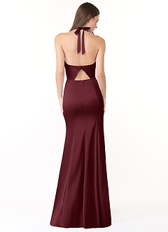 Azazie Emeria Robes de demoiselle d'honneur Robe Sirène en Satin extensible Plissée Cabernet image2