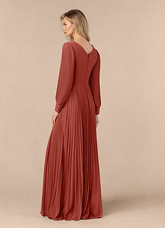 Azazie Zina Mother of the Bride Dresses Terracotta A-Line Pleated Chiffon Dress image3