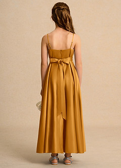 Azazie Pebbles Junior Formal Flower Girl Klänningar Klä A-Line i Matt satäng Plisserad image3