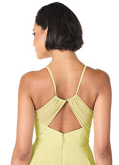 Azazie Avelina Brautjungfernkleider A-Linie V-Hals Gefaltet Chiffon Kleid Zitronensorbet image5