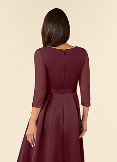 Azazie Maritza Mother of the Bride Dresses Cabernet A-Line Pleated Matte Satin Dress image9