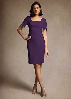 open lace back dress Damson Purple A-Line Casual Summer Midi Dress– PromGirl main image 0
