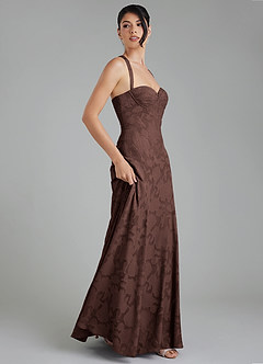 Azazie Bea Bridesmaid Dresses Ganache A-Line Corset Floral Burnout Dress image8