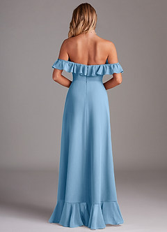 Azazie Lyra Vestidos de damas de honor Vestido de Azul Acero de Gasa de Corte en A Convertible image7