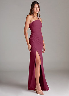 Azazie Eren Jurken voor bruidsmeisjes Jurk van Chiffon met Kolom One-Shoulder Moerbei image4