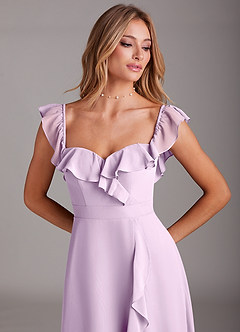 Azazie Lyra Bridesmaid Dresses Frosted Lilac A-Line Chiffon Convertible Dress image10