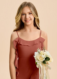 Azazie Phoebe Junior Klä av Tubklänning i Chiffong Rynkad image7