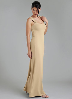 Azazie Ariel Bridesmaid Dresses Champagne Mermaid Square Neckline Premium Stretch Jersey Dress image8