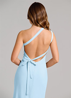 Azazie Monroe Vestidos de damas de honor Vestido de Azul Cielo de Gasa de Corte Recto con Hombro unilateral image6