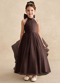 Azazie Bev Flower Girl Dresses Ganache A-Line Convertible Tulle Dress image3