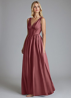 Azazie Delmie Abiti da Damigella Abito A-Line in Raso Elasticizzato Corsetto Ametista image4