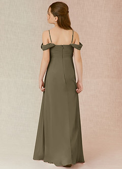 Azazie Kaitlynn Junior Willow Green A-Line Off the Shoulder Chiffon Dress image2