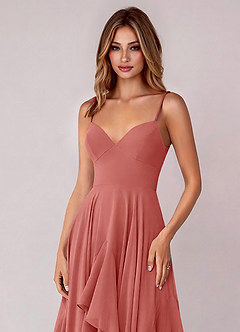 Azazie Zaina Bridesmaid Dresses Antique Rose A-Line Chiffon Dress image2