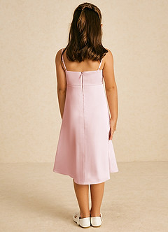Azazie Zuzu Flower Girl Dresses Blushing Pink A-Line Spaghetti Strap Stretch Satin Dress image2