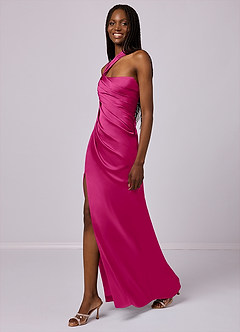 Barbie ♥ Azazie Bridesmaid Dresses Mermaid One Shoulder Stretch Satin Floor-Length Dress image4
