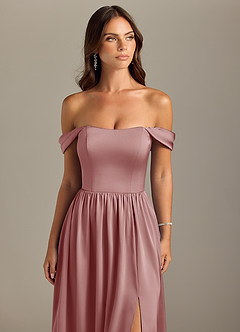 Azazie Calianna Bridesmaid Dresses Dusty Rose A-Line Off the Shoulder Stretch Satin Convertible Dress image4