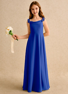 Azazie Puppy Girls Formal Flower Girl Dresses Royal Blue A-Line Pleated Chiffon Dress image4