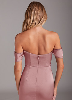 Azazie Saige Bridesmaid Dresses Dusty Rose Mermaid Off the Shoulder Stretch Satin Dress image7
