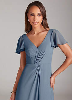 Azazie Soren Bridesmaid Dresses Twilight A-Line Ruched Chiffon Dress image6