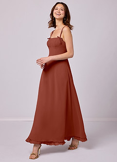 Barbie ♥ Azazie Bridesmaid Dresses Auburn A-Line Pleated Chiffon Dress image4