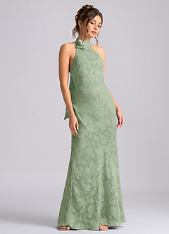 Azazie Velli Bridesmaid Dresses Dusty Sage Mermaid High Neck Floral Burnout Dress image5