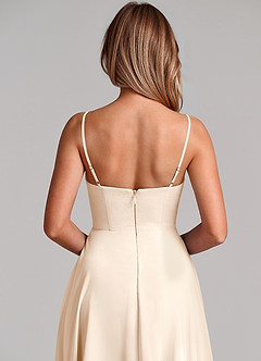 Azazie Elle Bridesmaid Dresses White Alabaster A-Line Pleated Chiffon Dress image2