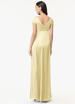 Azazie Allessia Maternity Bridesmaid Dresses A-Line Pleated Stretch Satin Floor-Length Dress image2