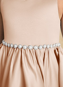 Azazie Julietta Robe Demoiselle D'honneur Fillette Robe Princesse en Tulle Convertible Rose Perle image10