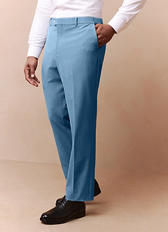 front James Steel Blue Structured Stretch Dress Pants