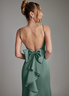 Azazie Zherra Bridesmaid Dresses Eucalyptus Mermaid Bow Stretch Satin Dress image7