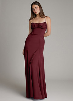 Azazie Avira Suknie dla druhen Syrena Satyna elastyczna Do ziemi Sukienka image5