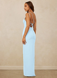 Christian Siriano Bridal for Azazie 1003 Bridesmaid Dresses Sky Blue Sheath One Shoulder Chiffon Dress image7