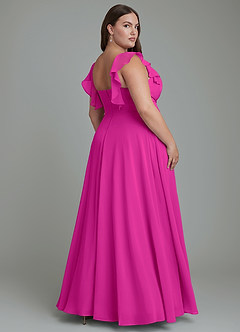 Azazie Leilani Robes de demoiselle d'honneur Robe Trapèze en Mousseline de soie Plissé Fuchsia image7