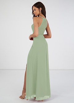 Azazie Rona Bridesmaid Dresses A-Line Lace Chiffon Floor-Length Dress image2