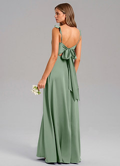 Azazie Everett Bridesmaid Dresses Matcha A-Line Stretch Satin Dress image6