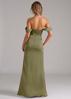 Azazie Johana Brautjungfernkleider Wandelbar Meerjungfrau-Linie Schulterfrei Stretch-Satin Kleid Pistazie image4