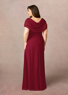 Azazie Mary Mother of the Bride Dresses Burgundy A-Line Side Slit Chiffon Dress image8