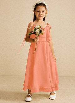 Azazie Temi Flower Girl Dresses Sunset A-Line Spaghetti Strap Chiffon Dress image2