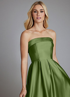 Azazie Lucienne Vestidos de damas de honor Vestido de Enebro de Satén Elástico de Corte en A Convertible con Sin tirantes image7