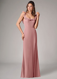 Azazie Callie Brautjungfernkleider Wandelbar Meerjungfrau-Linie Seitliche Cut-Outs Chiffon Kleid Altrosa image3
