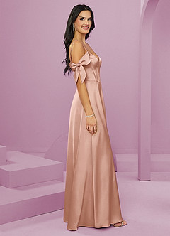 Barbie ♥ Azazie Brautjungfernkleider A-Linie Schulterfrei Stretch-Satin Kleid Roségold image4