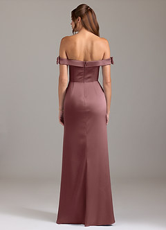 Azazie Zayla Bridesmaid Dresses Vintage Mauve A-Line Off the Shoulder Stretch Satin Convertible Dress image5